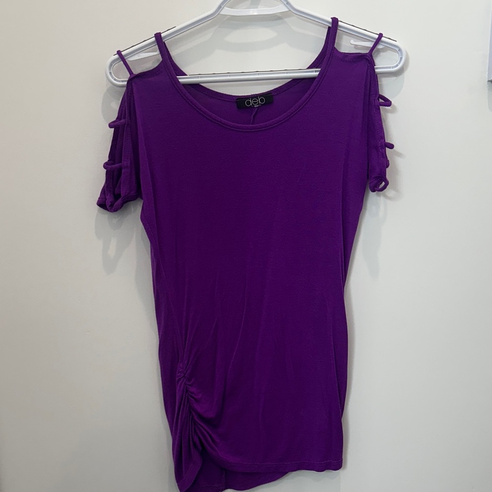 Deb Vibrant Purple Cold Shoulder Tee